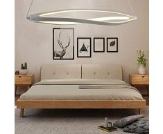 FREIHE Pendelleuchte LED Kunst Design Wohnzimmerlampe Hängend Esstischlampe Stufenlos Dimmbar Modern Deckenlampe Höhenverstellbar Küchenlampe Hängelampe mit Fernbedienung Deckenleuchte, Weiß