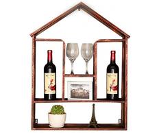 LQBDJPYS Weinklimaschrank Retro industriellen Stil Weinregal Wandrahmen aus Metall Wandregal Wandregal Weinflasche Rack Rack Weinglas Strong Tragfähigkeits Gestell Lagerung