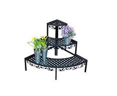 Spetebo Eck Blumentreppe mit 3 Ablagen schwarz - Garten Pflanztreppe Blumenbank Blumenregal Pflanzständer