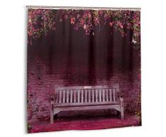 N/A Fashion Duschvorhang, wasserdicht, 152,4 x 182,9 cm, Frühlingsgarten, Blumen, Bogenbank, Lichter, Rosa