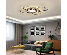 Wohnzimmerlampe LED Deckenleuchte Dimmbar Deckenlampe mit Fernbedienung, 80W Schlafzimmerlampe Modern Decke Aluminium Pendelleuchte Design Lampen Esszimmerlampe Bürolampe Küchelampe (Schwarz, 110CM)
