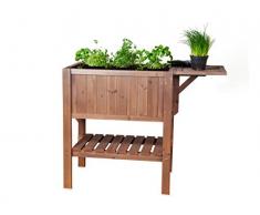 Hochbeet Kräuterbeet CUBE 1 Holz Tanne Beet Pflanzkasten Pflanztisch Hochbeet für Balkon mit Ablagetisch ca. 80 L Volumen mit klappbarer Seitenablage, ideal als Hochbeete für Garten - Hochbeet Bausatz