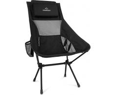 normani Outdoor Sports Ultraleicht Tragbar Klappbar Campingstuhl Klappstuhl Faltbar Outdoor-Stuhl mit Tragetasche Angelstuhl Strandstuhl aus Aluminium bis 150 kg belastbar Farbe Schwarz