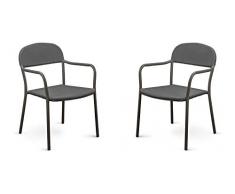 Dublino 2er Set | Outdoor Geflechtstuhl Bella/anthrazit, Aluminium mit Textilene Bezug | Gartenstuhl | Terrassenstuhl