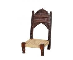 India klassischer niedriger Stuhl Thron 1900 hohe Lehne reiche Schnitzerei