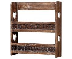 amadeco Gewürzregal Tassenregal Küchenregal mit viel Herz - Regal für Gewürze oder Tassen - Landhaus Shabby Chic Vintage Stil - Braun