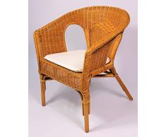 Rattansessel / Rattanstuhl Fabion , Fb. honig inkl. Sitzkissen .