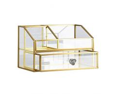 GEZHU Klarglas Makeup Organizer, Storage Box Phnom Penh Schmuck Bürste Nagellack Fach Schubladen Vitrine for Dresser-18.8X11.4X12cm Schöne und praktische kosmetische Aufbewahrungsbox