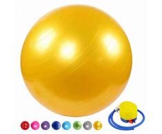 HUANGXIU Classic Balance Ball Chair - Übungsstabilität Yoga Ball Ergonomischer Stuhl für Zuhause und Büro Schreibtisch mit Luftpumpe-85cm,Gelb