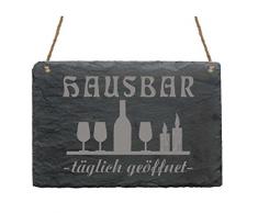Schiefertafel « HAUSBAR » mit MOTIV Cognac Wein Whisky Whiskey Scotch
