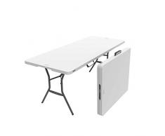 NNDQ Mittelfaltbarer Mehrzweck-Rechtecktisch, 6 Fuß, Klapptisch Tragbarer Kunststoff-Klapptisch, für den Innen- und Außenbereich, für Familientreffen