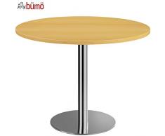 BÜMÖ® Säulentisch mit Chromsäule | Besprechungstisch | Hochwertiger Meetingtisch in 3 Formen und 6 Dekoren (Buche, Platte: rund-Ø 100cm)
