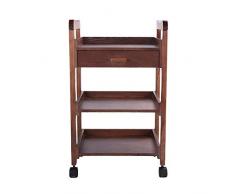 Vier Räder Tragbare Werkzeugaufbewahrungswagen Regal Trolley, Holz Esszimmerwagen Rack Einfache Mode Licht Mobile Bequem Restaurant Hotel Wein Warenkorb Schönheitssalon Warenkorb, 4 Farben, 50X39X80