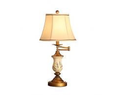 QY Schreibtischlampen - Wohnzimmer American Style Lampe Schlafzimmer Nachttischlampe Warm Kreative Handgemalte Schaukel Sessel Studie Schmiedeeisen Lampe Nachttischlampen
