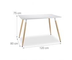 Relaxdays Esstisch weià ARVID, Holz, rechteckig, HxBxT: 75 x 120 x 80 cm, Beine natur, Gummi Untersetzer, white