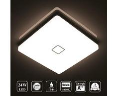 Deckenlampe LED Deckenleuchte Wasserdicht Lampe Decke Moderne Quadratische Dünne 24W 2050LM IP44 4000K Neutralweiß Öuesen Deckenlampe Badezimmer Küche Schlafzimmer Bad Wohnzimmer Esszimmer Balkon