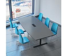 Weber Büro Easy Konferenztisch Bootsform 240x120 cm Anthrazit mit Elektrifizierung Besprechungstisch Tisch, Gestellfarbe:Anthrazit