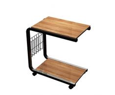 soges Laptoptisch Beistelltisch Pflegetisch PC Notebook Tisch Laptopständer Notebookständer mit Rollen und Ablagefläche für Bett und Sofa, Größe 51 x 30 x 56 cm, Schwarz KH02-OK-M