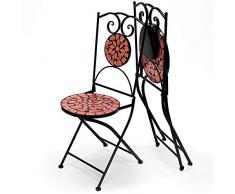 Deuba Mosaikstühle Roma 2er Set Klappbar Sitzhöhe 45cm Metall Stabil Mosaik Balkonstuhl Gartenstuhl Klappstuhl