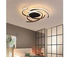 HGW LED Deckenleuchte Dimmbar Wohnzimmerlampe mit Fernbedienung Esszimmerlampe Decke Pendelleuchte Modern Oval Design Esstischlampen Schlafzimmerlampe Badlampe Flur Dekor Deckenlampe,Schwarz,75cm