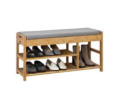SoBuy® FSR47-N Schuhbank mit Sitzfläche und Schubladen, Garderobenbank Schuhregal Sitzbank Bambus, BHT ca: 90x45x30cm