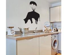 JXND Fallschirmspringen Kuh Wandtattoo Küchenbänke Wandkunst Aufkleber Dekoration Liebe wasserdichte Dekorative Wandbild 56X72 cm