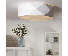 Deckenleuchte Samuel aus Textil, weiß, 4 x E27-Fassung, Ø52cm | Zimmerleuchte design Esszimmerleuchte industrial Flurlampe Treppenhaus Schlafzimmerleuchte Kinderzimmerleuchte Designerlampe modern