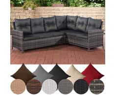 CLP Polyrattan Gartensofa Minari I Eckbank Mit Sitzpolstern Aus Stoff | Modernes Ecksofa Für Den Garten Rattanfarbe: Grau, Bezugfarbe: Anthrazit