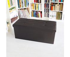 Relaxdays Sitzbank mit Stauraum Kunstleder 76x38x38cm zum falten + Sitztruhe Truhenbank Sitzhocker (braun)