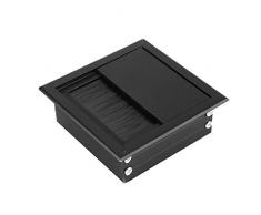 Draht-Kabeltülle, 2 Stück Tisch Schreibtisch Rechteck Aluminiumlegierung Draht-Kabeltülle Lochabdeckung mit Bürstenkabel Lochabdeckung(Schwarz)