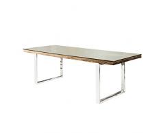 Invicta Interior Massiver Esstisch Barracuda antik Teak Holz mit Stahl Kufenfüßen 180cm inkl. Glasplatte Konferenztisch Holztisch