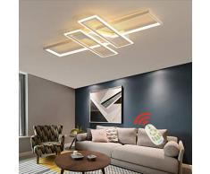 LED Deckenleuchte Rechteckig Wohnzimmerlampe Dimmbar Acryl Lampenschirm Decke Pendelleuchte Designer-Lampen Esstischlampe Schlafzimmer Fernbedienung Deko Decken Lampe Leuchten Hängeleuchte,Weiß,120cm