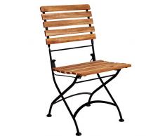 Butlers Parklife Gartenstuhl aus Holz 47x54x88 cm - Stuhl klappbar aus FSC-Akazienholz und Metall schwarz verzinkt für Balkon oder Garten