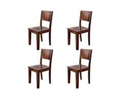 MASSIVMOEBEL24.DE Stuhl Sheesham 45x45x90 Life Honey lackiert Metro Life, 4er Set