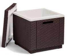 Allibert in Rattanoptik Kühlbox/Beistelltisch Ice Cube, Braune Garten Kühlbox, Garten