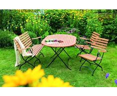 MERXX 4tlg. Schlossgarten Set, 2 Klappsessel, 1 Klappbank, 1 Klapptisch, oval, 140 x 90 cm