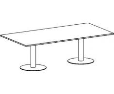 Konferenztisch, mit Tellerfüáen, BxTxH 2400x1200x7 20 mm, Plattenfarbe weiá, Säule silber, Tellerfuá