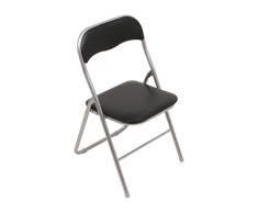 HAEST Set - 6X Klappstuhl mit Metallrahmen und Kunstlederbezug - Silber-schwarz