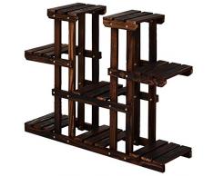 Outsunny Pflanzenregal, Vierstufiges Blumenregal, Blumentreppe, Blumenständer, Massivholz, Dunkelbraun, 95 x 25 x 72 cm