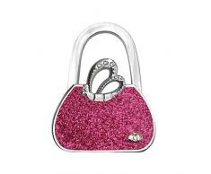 JISEN Tragbarer Handtaschenaufhänger Tischgeldbörse mit Drehgelenk für Tischbar, (Typ1 Rose Red), Einheitsgröße