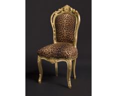 Barock Esszimmer Stuhl Leopard/Gold- Thron Sofa Möbel Rokoko Prunk Tron Prunkstuhl