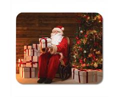 Mauspads Feiern Sie den Weihnachtsmann, der auf einem Schaukelstuhl im hölzernen Mauspad für Notebooks, Desktop-Computer-Matten und Büromaterial sitzt