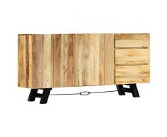 N / A vidaXL Sideboard Mit Zwei Türen und DREI Schubladen, Vitrinenschrank Küchenschrank Esszimmerschrank,Massivholz für Wohnzimmer, Schlafzimmer, Flur oder Bad 160 x 42 x 80 cm