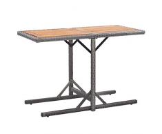 vidaXL Akazienholz Massiv Gartentisch Terrassentisch Esstisch Rattantisch Balkontisch Gartenmöbel Tisch Garten Anthrazit Poly Rattan