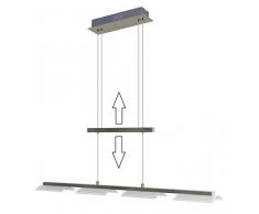 Trango Design stufenlos dimmbare LED Pendelleuchte in Nickel matt TG2013-042EP I Esstischleuchte höhenverstellbar I LED Hängelampe I Deckenleuchte I LED Wohnzimmerlampe I Deckenstrahler I Innenleuchte