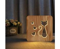 Elegante Katze Thema 3D Holzlampe LED Nachtlicht Home Room Decoration Kreative Tischlampen für Geschenk