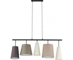 Pendelleuchte esstisch Pendellampe Metall Hängeleuchte 5-Flammig Höhenverstellbar Hängelampe retro Deckenleuchte E27 Leuchtmittel für Esszimmer/Wohnzimmer / Büro/Cafe (Braun 1908)