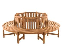 CLP Baumbank Novum aus massivem Teakholz I Rundbank mit acht Sitzplätzen I Naturbelassene Holzbank mit Rückenlehne | In verschiedenen Größen erhältlich Ø ca. 132 cm / 250 cm (innen/außen)