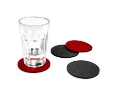 FILU Filzuntersetzer rund 8er Pack (rot, dunkelgrau) - Untersetzer aus Filz für Tisch und Bar als Glasuntersetzer / Getränkeuntersetzer für Glas und Gläser