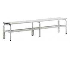 Umkleidebank aus Edelstahl für Nassräume und den Außenbereich - HxT 450 x 330 mm - L 1500 mm, mit Schuhrost, ohne Hakenleiste - Bank Bank aus Holz, Metall, Kunststoff Edelstahl-Bank Edelstahl-Bänke Garderobenbank Garderobenbänke